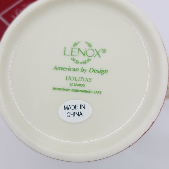 Lenox Wishing You Love Holiday Mug Cup Holly Berry Red Stripe Holiday Wishes - Picture 7 of 10